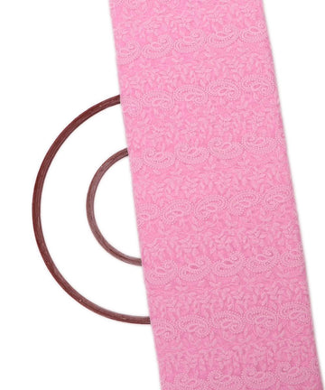 light pink chikan embroidery georgette fabric